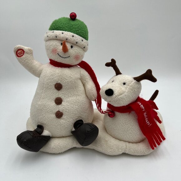 Hallmark Jingle Pals 2004 Animated Snowman Singing Barking Puppy Dog Plush - Picture 1 of 11